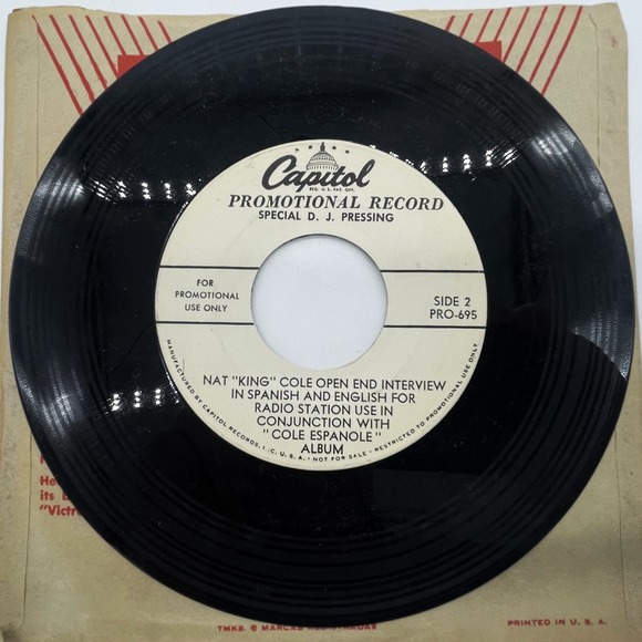 Vtg RCA Victor Nat King Cole Open End Interview English Spanish 45rpm Very RARE - Picture 4 of 5